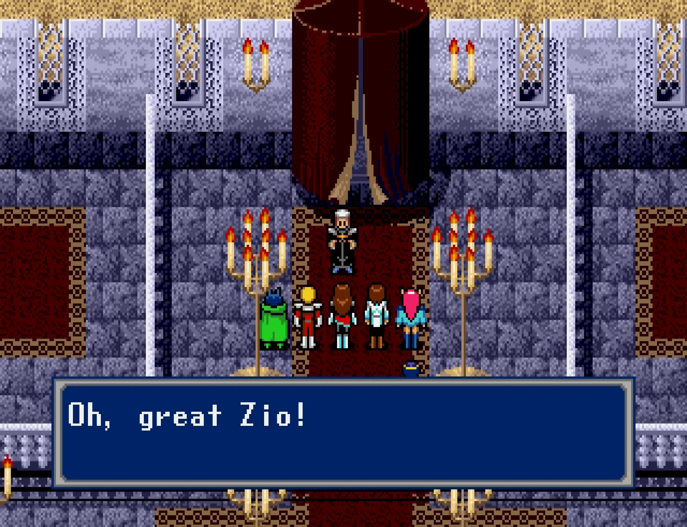 A priest at a dark church praises, "Oh, great Zio!"